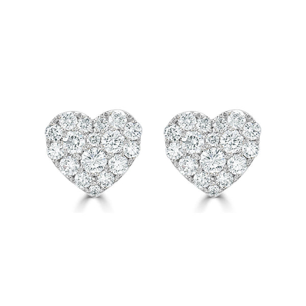 14k Gold & Diamond Heart Stud Earrings- 0.67 ct. - 1