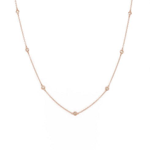 14k Gold & Diamond Station Necklace - 0.30ct - 1