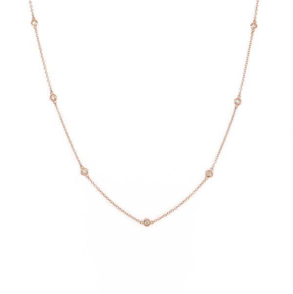 14k Gold & Diamond Station Necklace - 0.30ct - 1