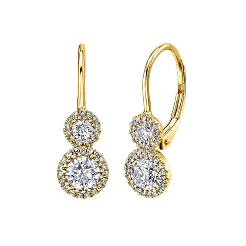 Eden 0.96ct-ctr(Round) 0.18ct-Side Diamond Earring - 1