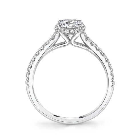 Round Diamond Hidden Halo Pavé Engagement Ring in White Gold - 2
