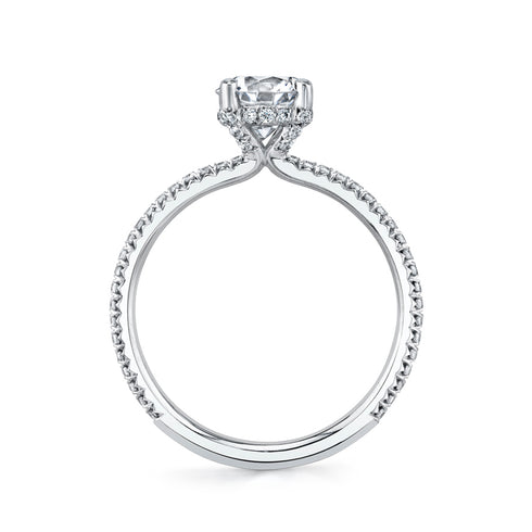 Round Diamond Engagement Ring with Thin Pavé Diamond Band - 2