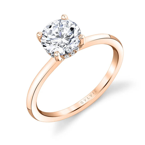 Rose Gold Round Diamond Solitaire Engagement Ring - 1