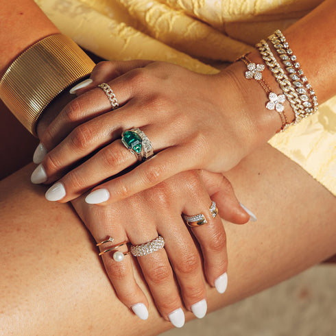 14K Pearl and Diamond Bypass Ring - 2