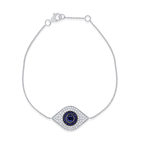 14k Gold & Diamond Evil Eye Bracelet - 0.47ct - 1