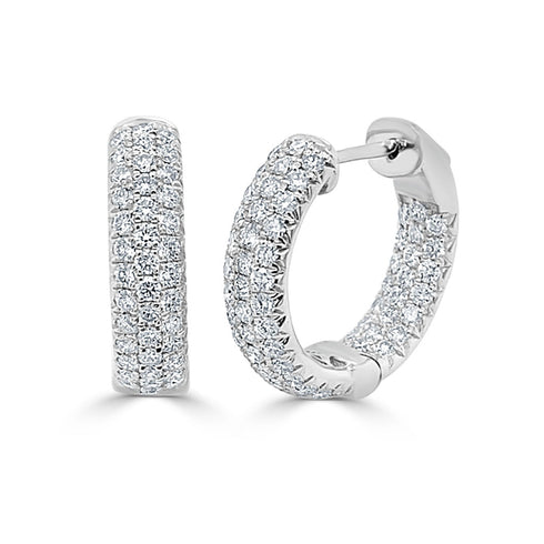 14k Gold & Diamond Pave Hoops - 2.34ct - 1