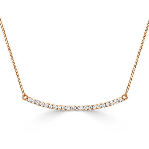 14k Gold & Diamond Curved Bar Necklace - 0.27ct - 1