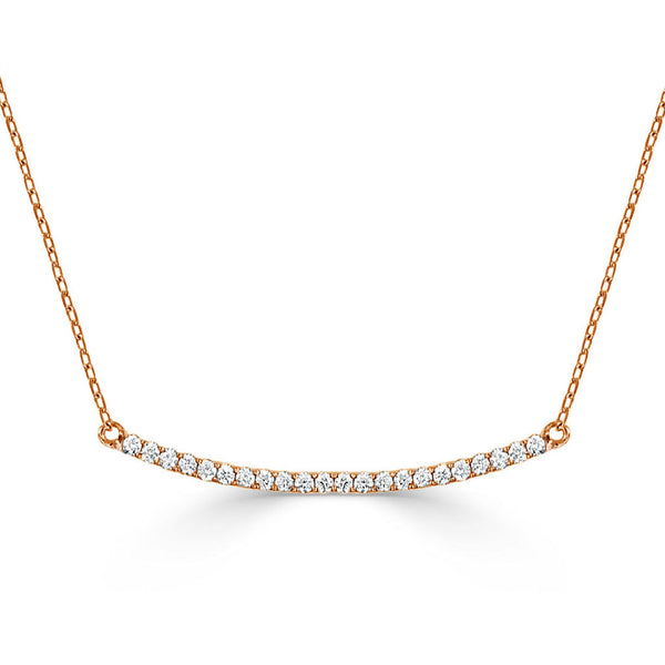 14k Gold & Diamond Curved Bar Necklace - 0.27ct - 1