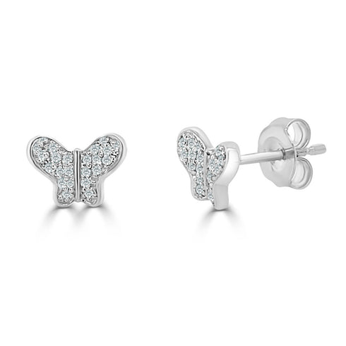 14k Gold & Diamond Butterfly Studs - 0.10ct - 1