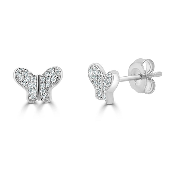 14k Gold & Diamond Butterfly Studs - 0.10ct - 1