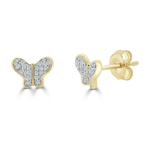 14k Gold & Diamond Butterfly Studs - 0.10ct - 1