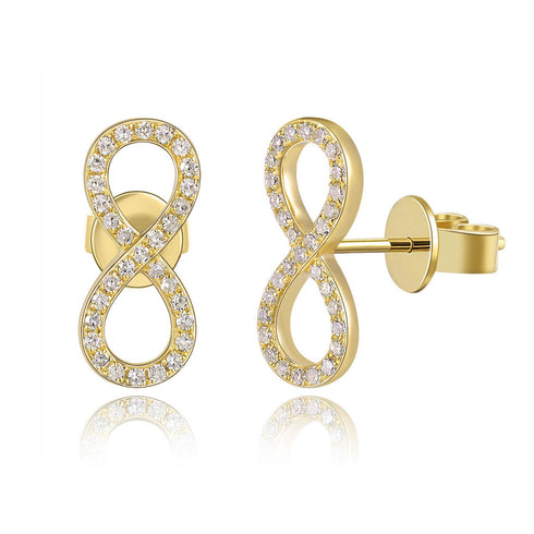 14k Gold & Diamond Infinity Stud Earrings- 0.19 ct. - 1
