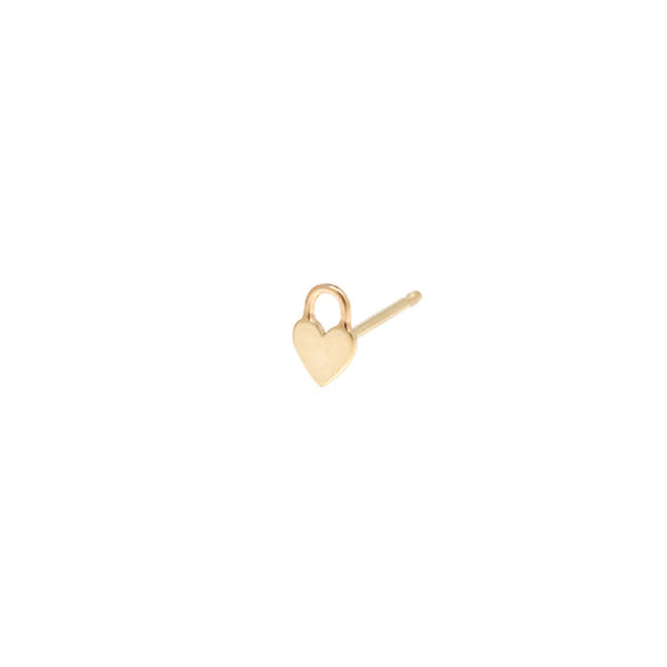 14k Itty Bitty Heart Padlock Stud - 1