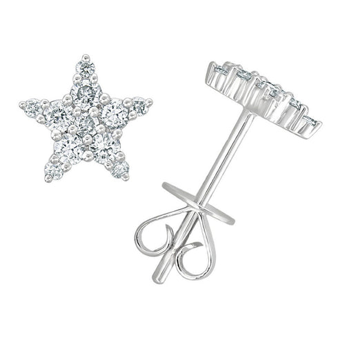 14k Gold & Diamond Star Stud Earrings - 0.34ct - 1