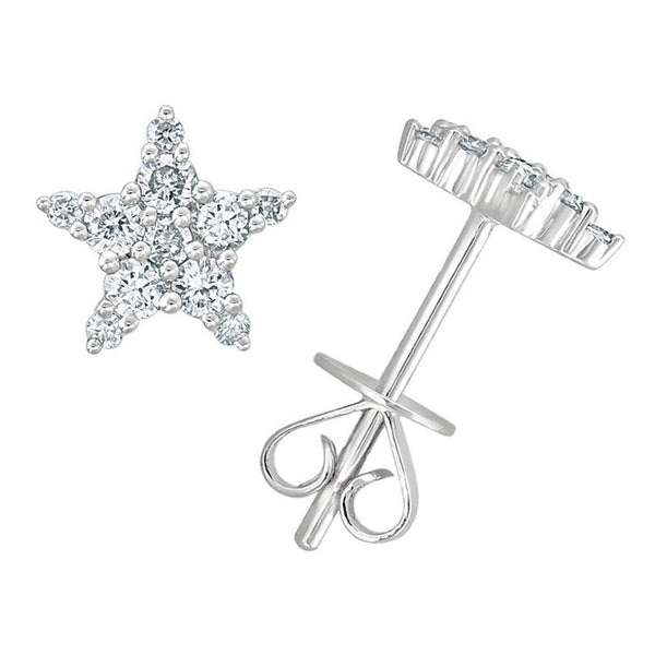 14k Gold & Diamond Star Stud Earrings - 0.34ct - 1