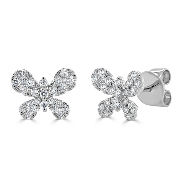 14k Gold & Diamond Butterfly Stud Earrings - 0.46ct - 1