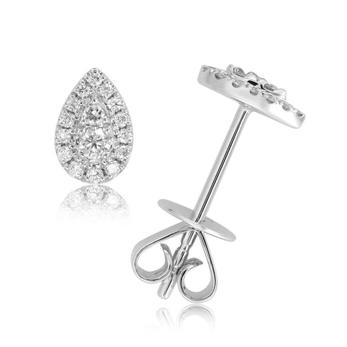 18k Gold & Diamond Pear-Shaped Stud Earrings - 0.15ct - 1