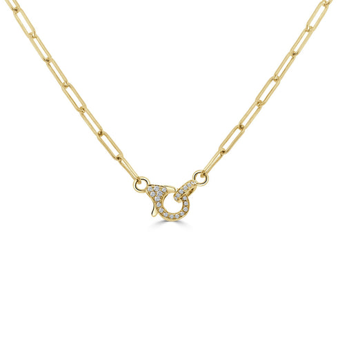 14k Gold & Diamond Paperclip Link Necklace - 0.13ct - 1