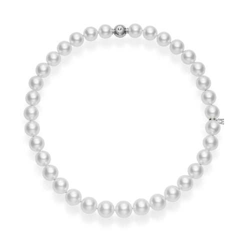 White South Sea Cultured Pearl Necklace with 18K White Gold Clasp - 1