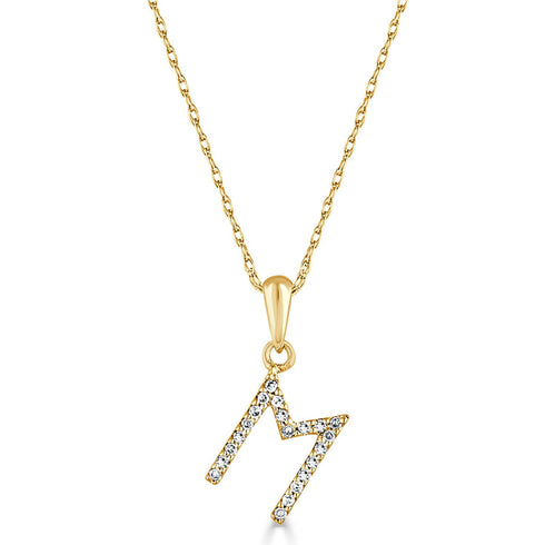 14k Gold & Diamond Initial A-Z Necklace Pendant 16-18" Inches - 0.07 ct. - 0.09 ct. - 1