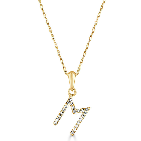 14k Gold & Diamond Initial A-Z Necklace Pendant 16-18" Inches - 0.07 ct. - 0.09 ct. - 1