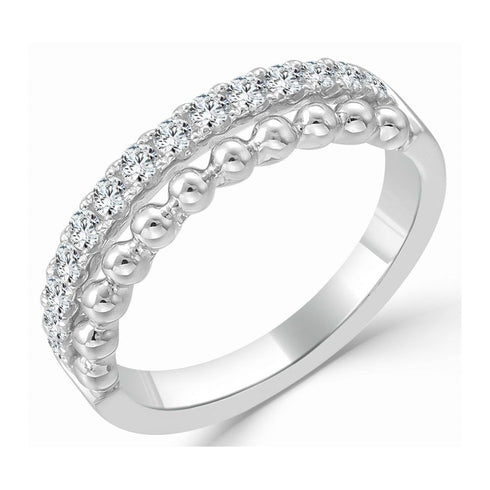 14k Gold & Diamond Beaded Ring - 0.34ct - 1