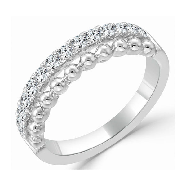 14k Gold & Diamond Beaded Ring - 0.34ct - 1