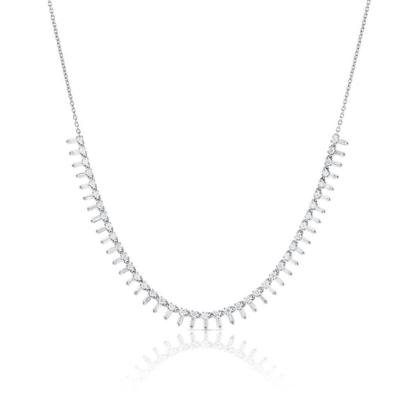 14k Gold & Diamond Baguette Choker Necklace - 1.30ct - 1
