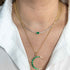 Yellow Gold Necklace With Emerald And Diamond Moon Pendant - 2