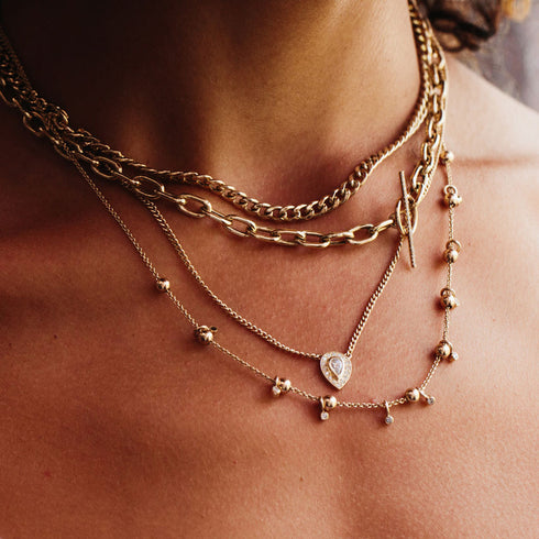 14k Gold Medium Curb Chain Necklace - 2
