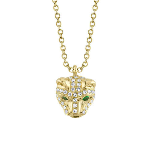 Kate 0.12ct Diamond & 0.02ct Emerald Panther Necklace - 1
