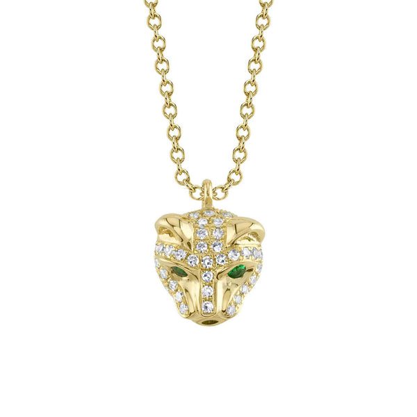 Kate 0.12ct Diamond & 0.02ct Emerald Panther Necklace - 1