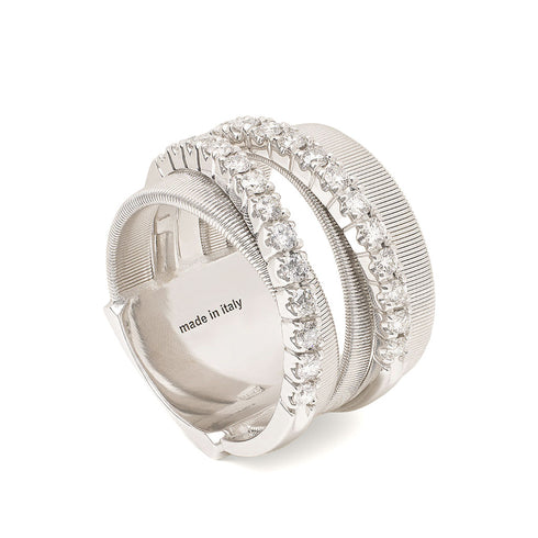 18K White Gold Five Row Coil Ring with Diamond Bars - 1