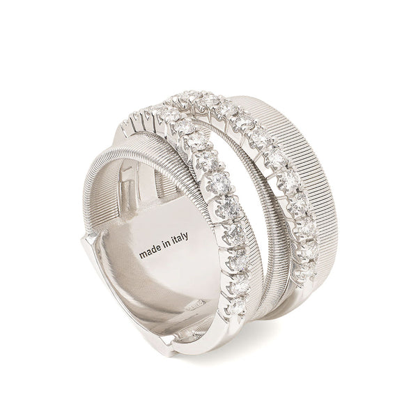 18K White Gold Five Row Coil Ring with Diamond Bars - 1