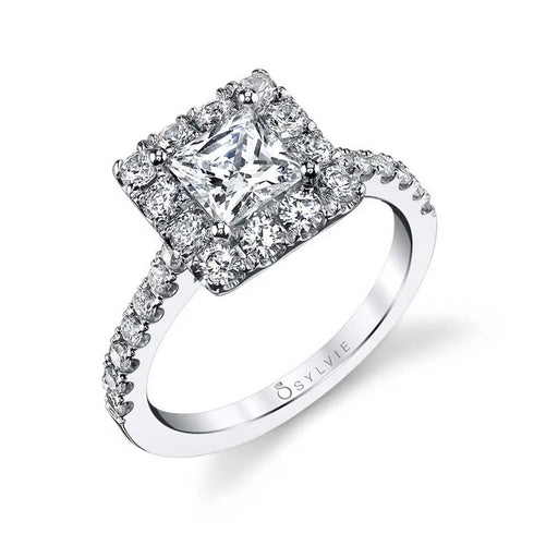 Princess Cut Classic Halo Engagement Ring - Jacalyn - 1