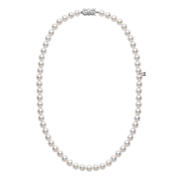 18 Inch Akoya Cultured Pearl Strand Necklace With 18K White Gold Clasp - 1