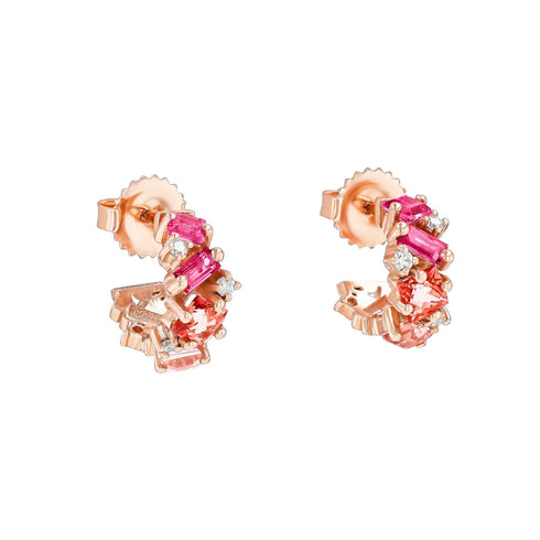 Nadima Pink Ombre Mini Hoops - 1