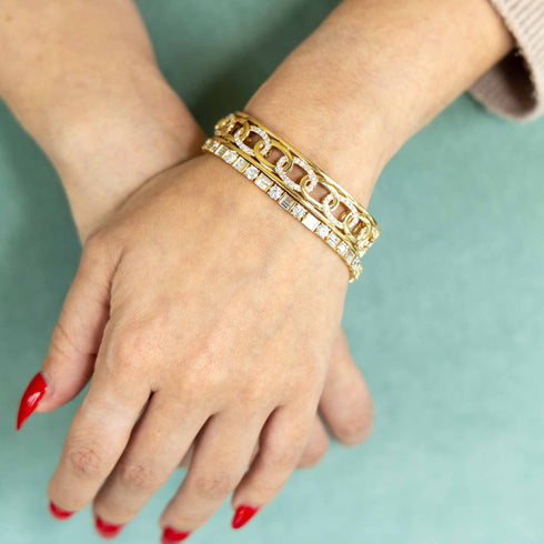 Diamond Link Bangle 18K Yellow Gold - 3