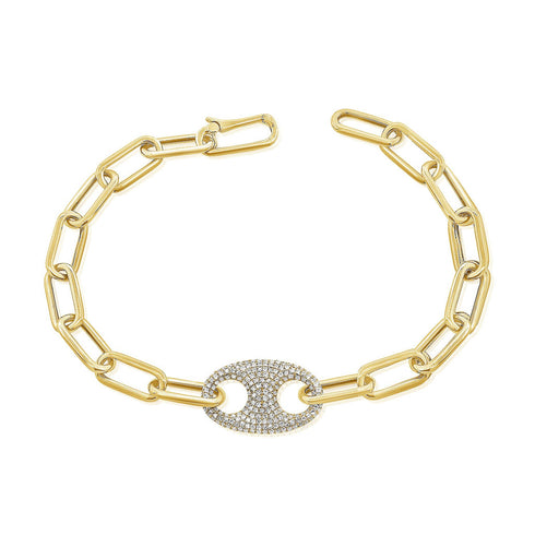 14K Gold & Diamond Link Bracelet- 0.43 ct. - 1