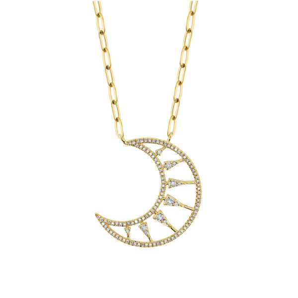 Kate 0.34ct Diamond Crescent Moon Paper Clip Link Necklace - 1