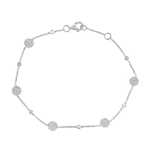 14k Gold & Diamond Disc Station Bracelet - 0.35ct - 1
