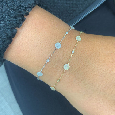 14k Gold & Diamond Disc Station Bracelet - 0.35ct - 2