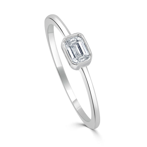 14K Gold & Emerald-Cut Diamond Ring - 0.26ct - 1