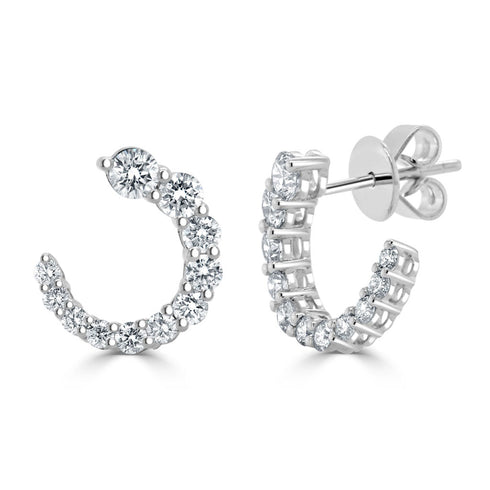 14k Gold Curved Diamond Earrings - 0.98ct - 1