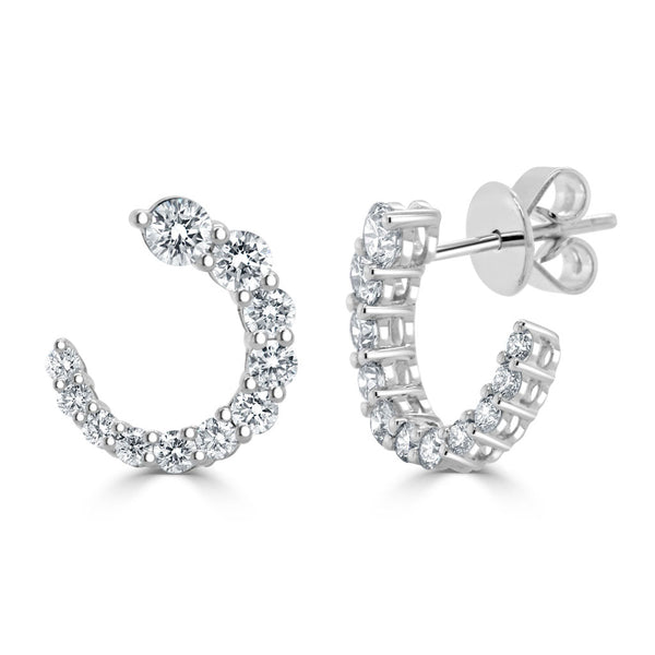 14k Gold Curved Diamond Earrings - 0.98ct - 1