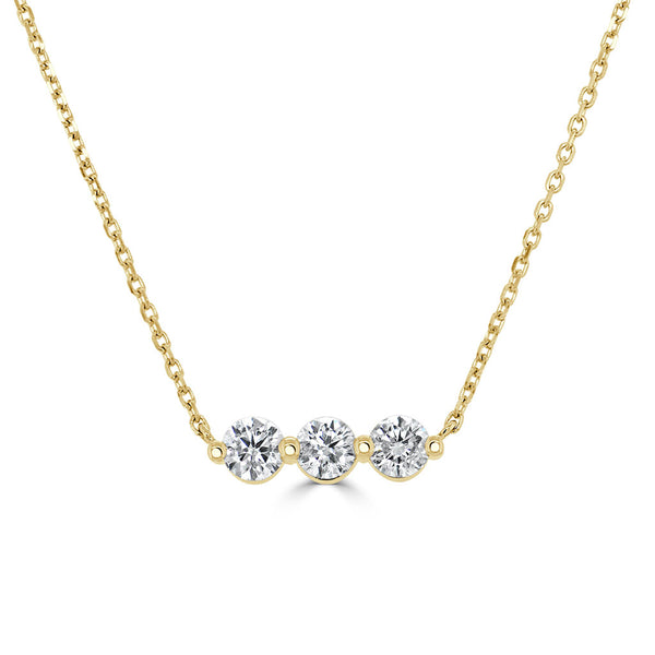 14K Gold & Diamond Bar Necklace - 1