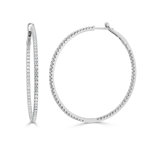 14k Gold & Diamond Hoop Earrings- 2.08 ct. - 1
