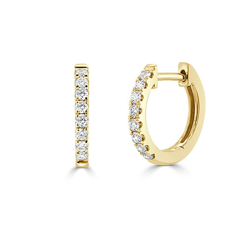 14k Gold & Diamond Huggie Earrings- 0.25 ct. - 1