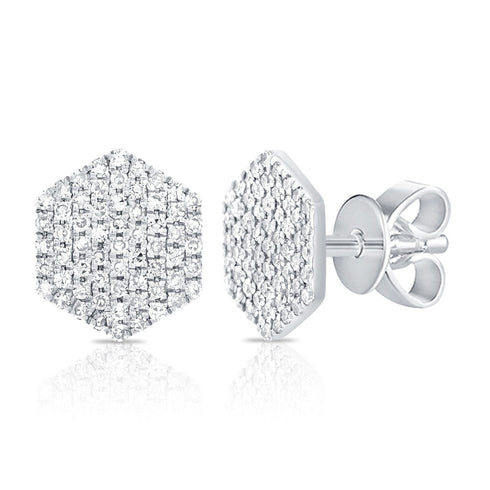14k Gold & Diamond Hexagon Stud Earrings- 0.23 ct. - 1