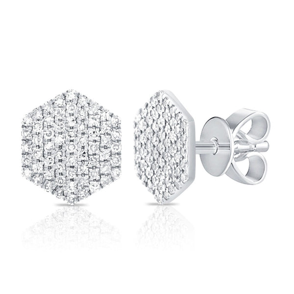 14k Gold & Diamond Hexagon Stud Earrings- 0.23 ct. - 1